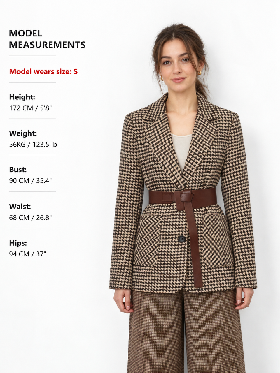Eugenia | Blazer Pata de Gallo con Abertura y Cinturón