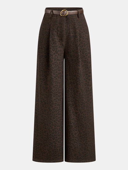 Iratxe | Jeans Pierna Ancha Leopardo con Cinturón