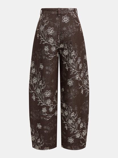 Patricia | Jeans Barrel de Jacquard Floral