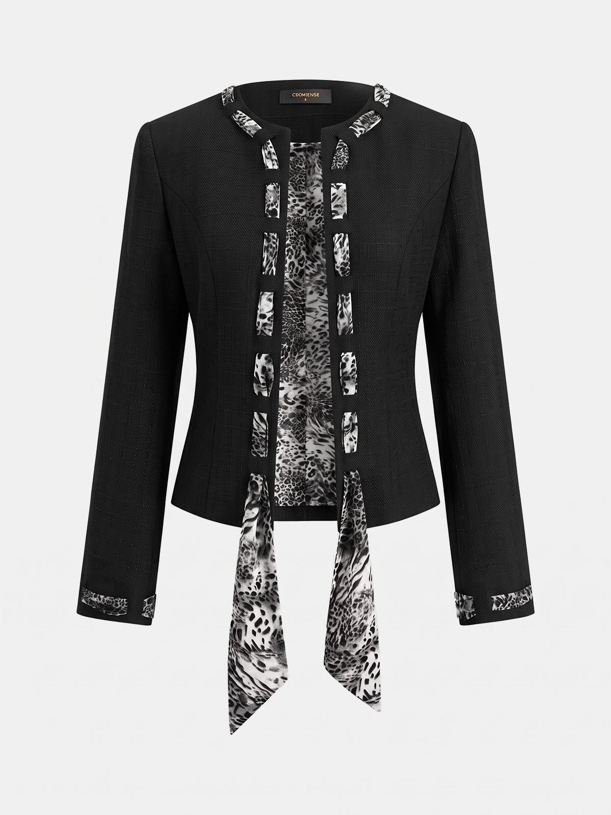 Amparo | Blazer de Tweed con Lazos de Leopardo