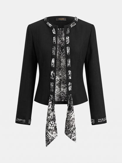 Amparo | Blazer de Tweed con Lazos de Leopardo