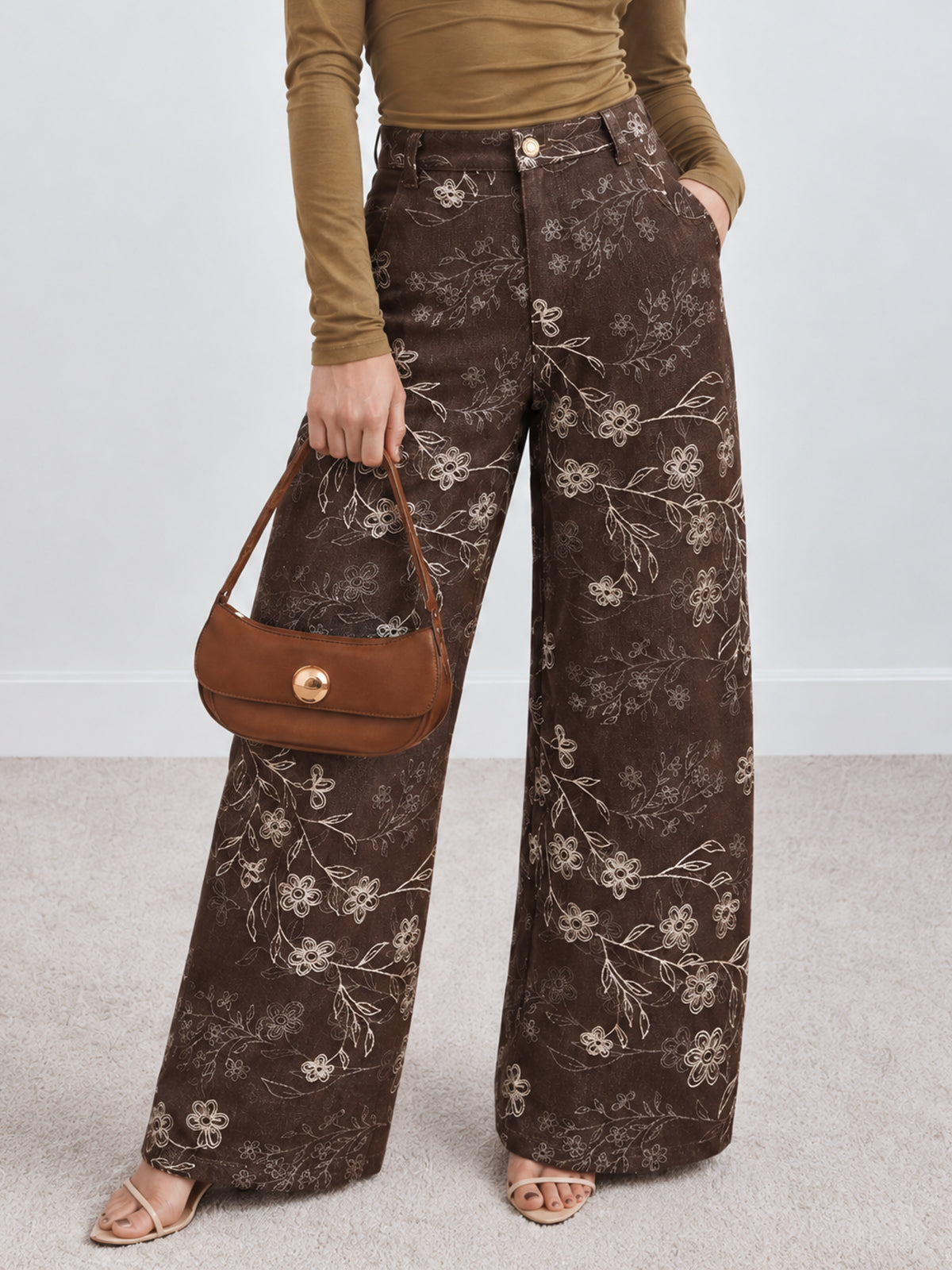 Patricia | Jeans Barrel de Jacquard Floral