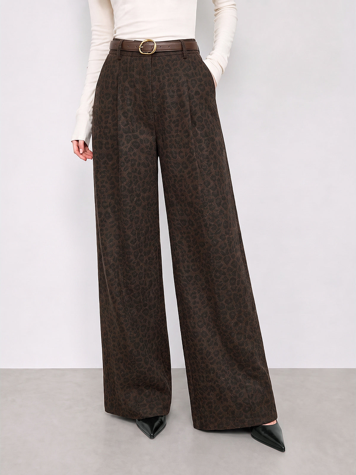 Iratxe | Jeans Pierna Ancha Leopardo con Cinturón