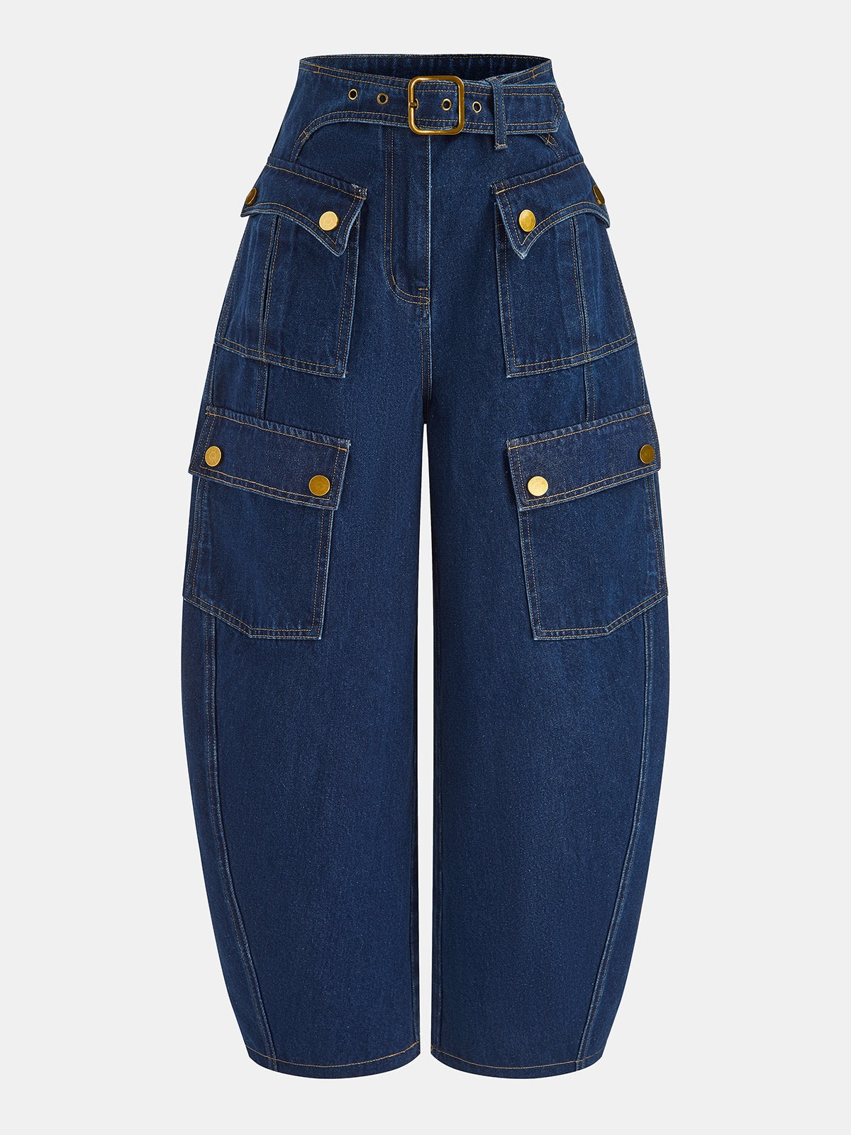 Zaida | Jeans Barrel Cargo con Cinturón