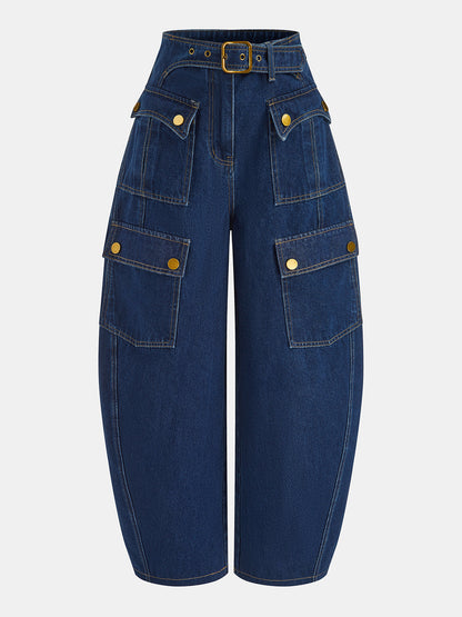 Zaida | Jeans Barrel Cargo con Cinturón