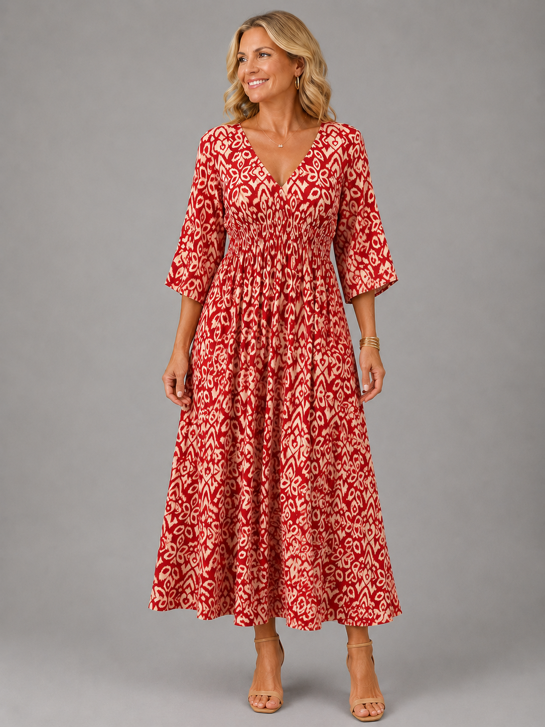 Renata | Vestido Midi Bohemio Flow - vestido de mujer, vista principal | Chloe Bennett