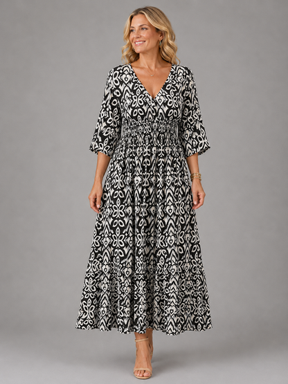 Renata | Vestido Midi Bohemio Flow - vestido de mujer, vista trasera | Chloe Bennett