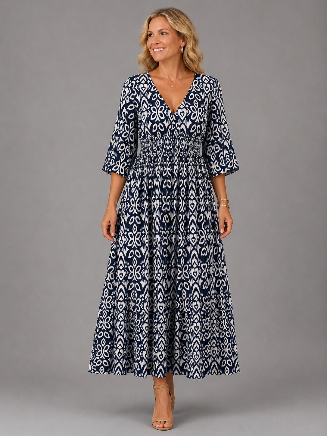 Renata | Vestido Midi Bohemio Flow - vestido de mujer, otro ángulo | Chloe Bennett