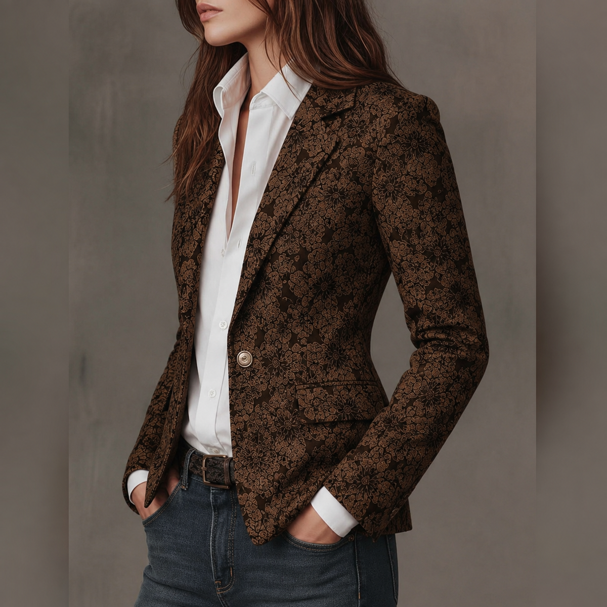 Blazer Ajustado de Jacquard Paisley