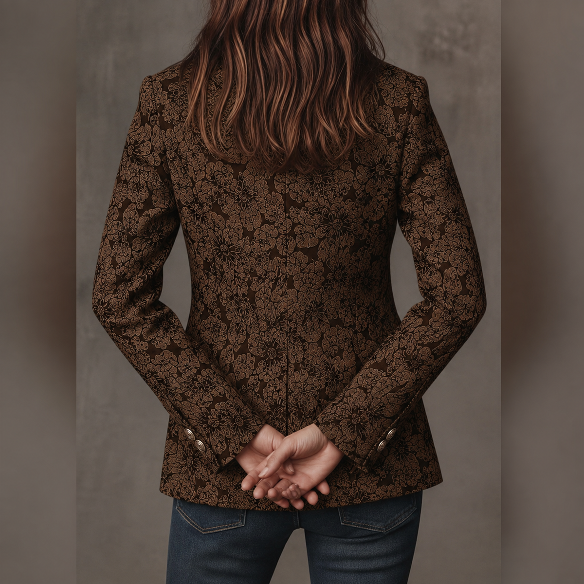 Blazer Ajustado de Jacquard Paisley