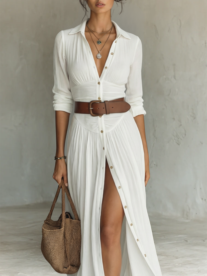 Valeria | Vestido maxi cuello solapa