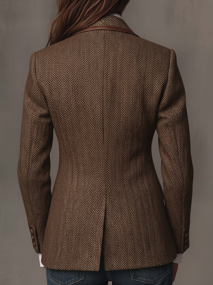 Blazer Espiga con Paneles Estampados