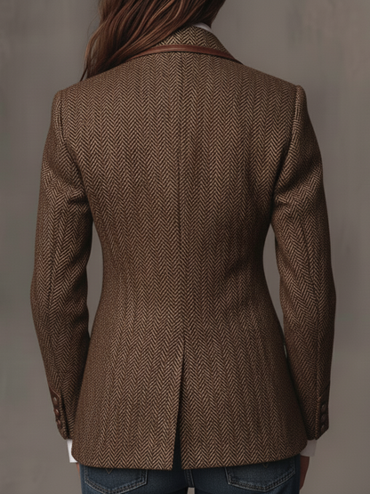 Blazer Espiga con Paneles Estampados