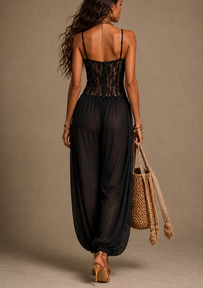 Laia | Mono halter con encaje fluido