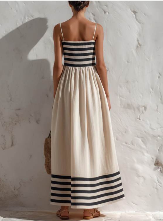 Jazmína | Vestido Maxi Rayas Mediterráneo