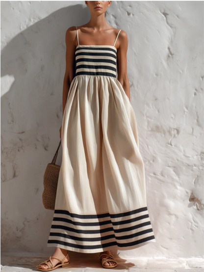 Jazmína | Vestido Maxi Rayas Mediterráneo