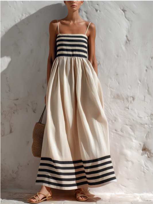 Jazmína | Vestido Maxi Rayas Mediterráneo