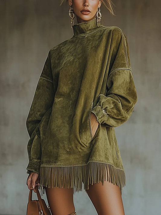 Gabrielle | Vestido efecto ante con flecos