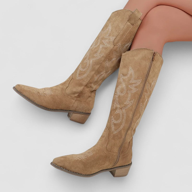 Caterina | Botas hasta la Rodilla para Pantorrillas Anchas - calzado de mujer, detalle | Chloe Bennett