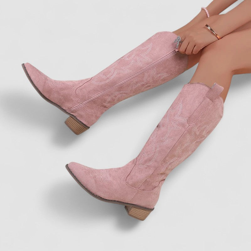 Caterina | Botas hasta la Rodilla para Pantorrillas Anchas - calzado de mujer, vista lateral | Chloe Bennett