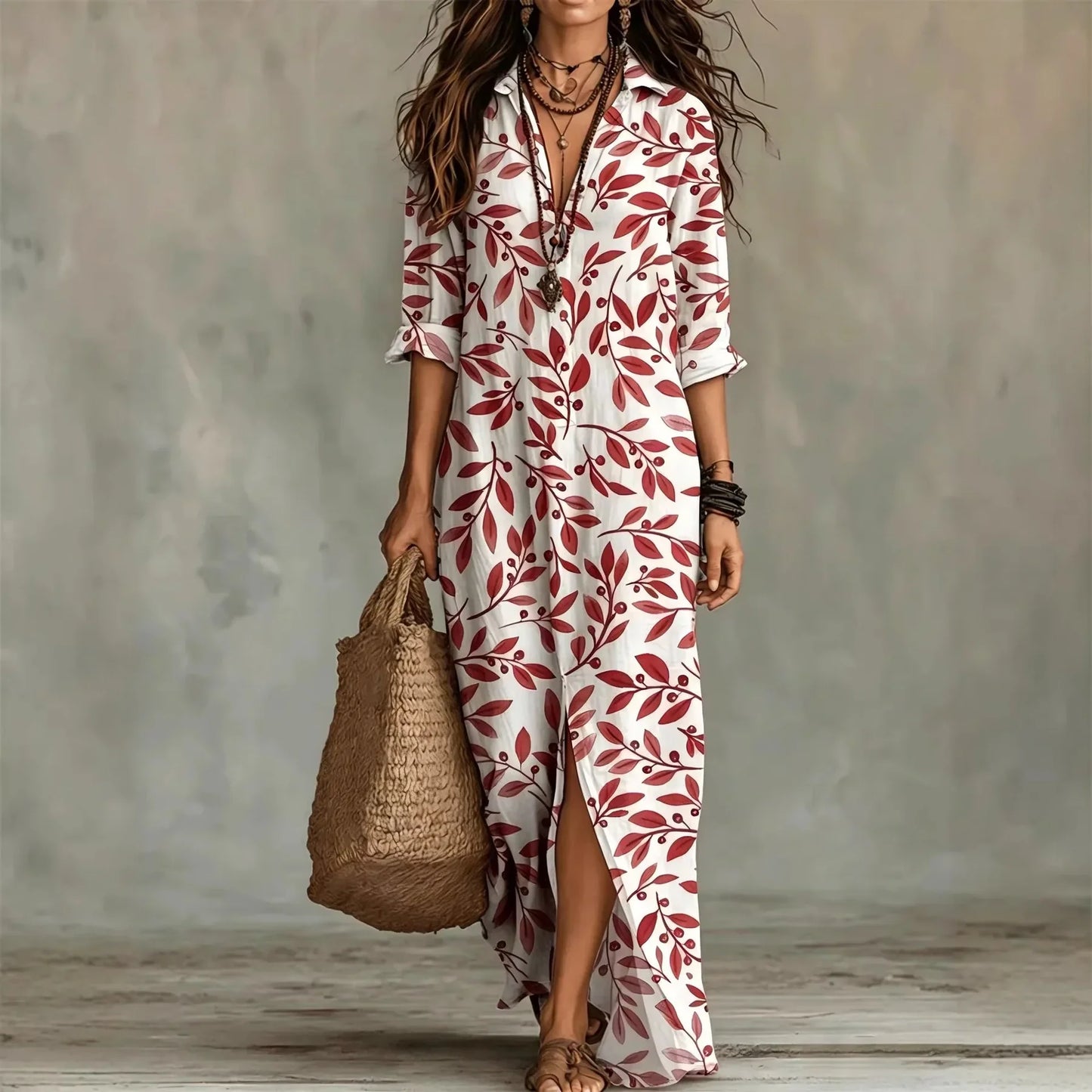 Olivia | Vestido Chemisier con Estampa Botánica
