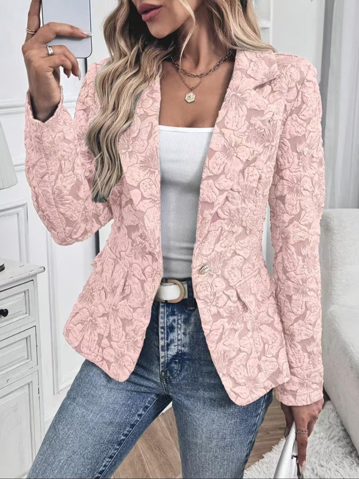 Blazer Ajustado de Jacquard Paisley