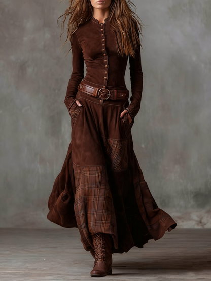 Élise | Vestido largo efecto ante