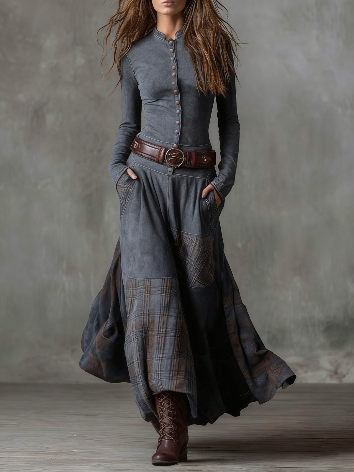 Élise | Vestido largo efecto ante