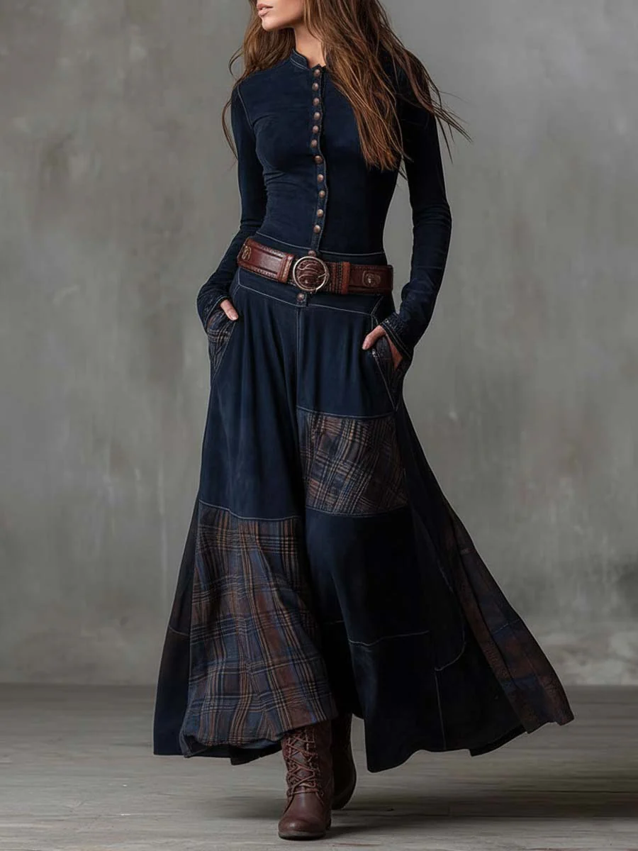 Élise | Vestido largo efecto ante