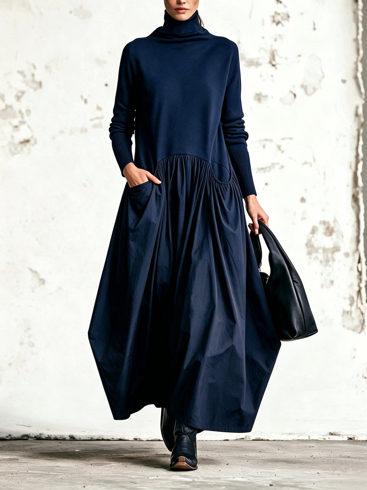 Camila | Vestido largo oversize cuello alto