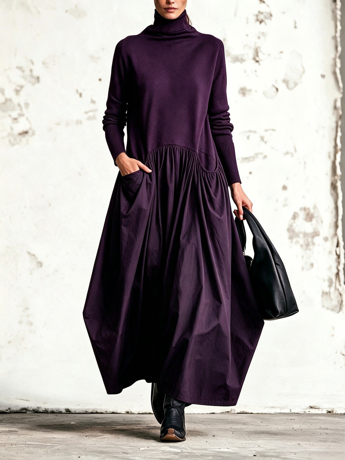 Camila | Vestido largo oversize cuello alto