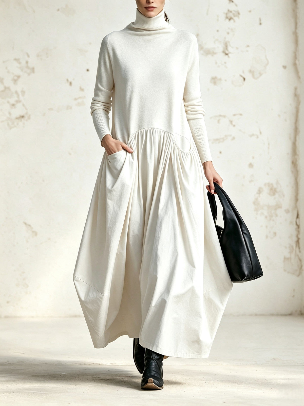 Camila | Vestido largo oversize cuello alto