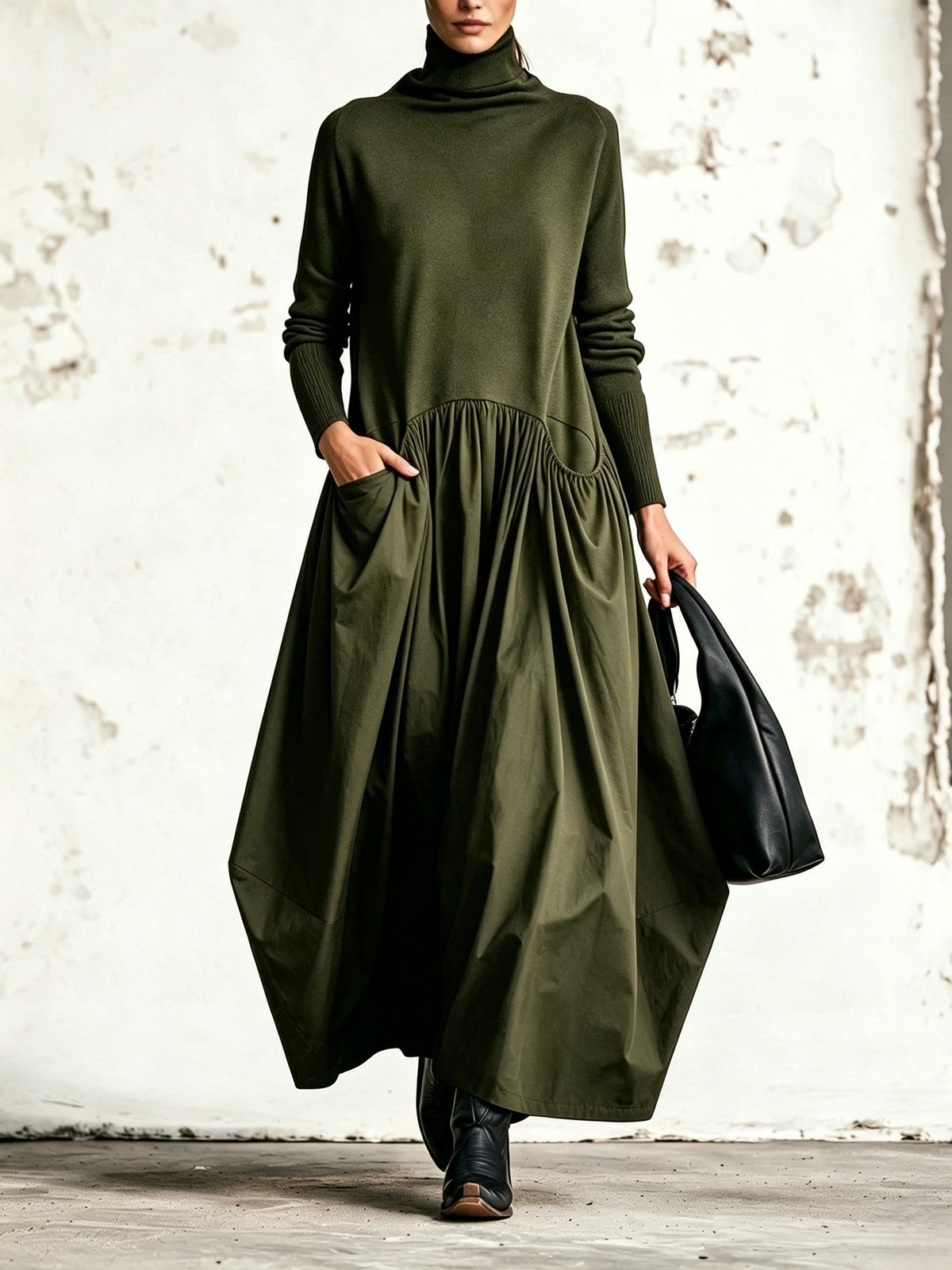 Camila | Vestido largo oversize cuello alto