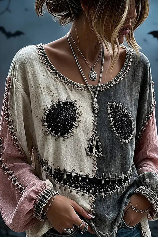 Spooky Season Velvet Long Sleeve Halloween Shirt - blusa de mujer, vista principal | Chloe Bennett