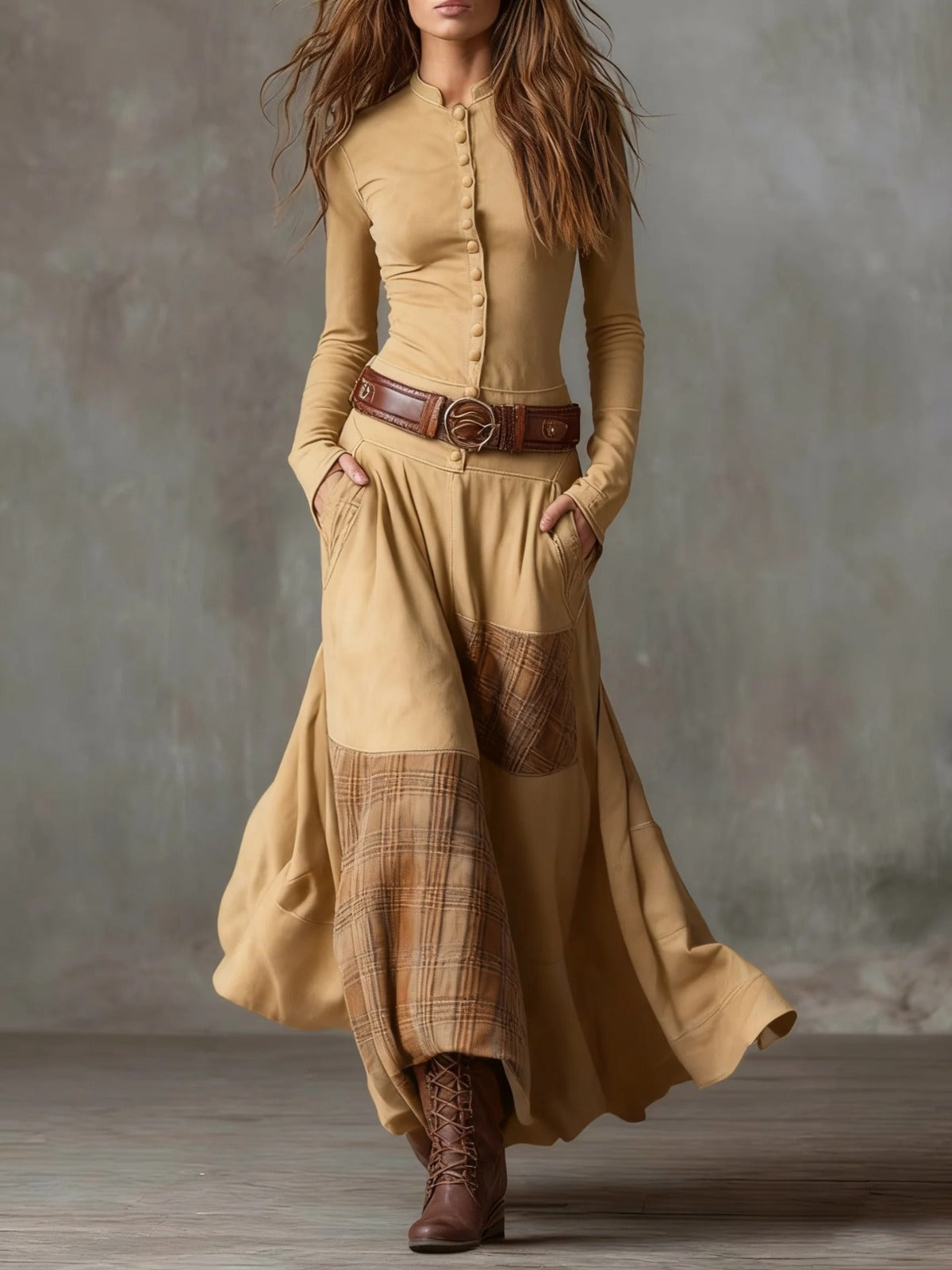 Élise | Vestido largo efecto ante