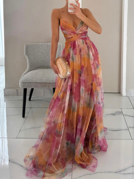Perla | Vestido Línea A Floral Pintado 2026