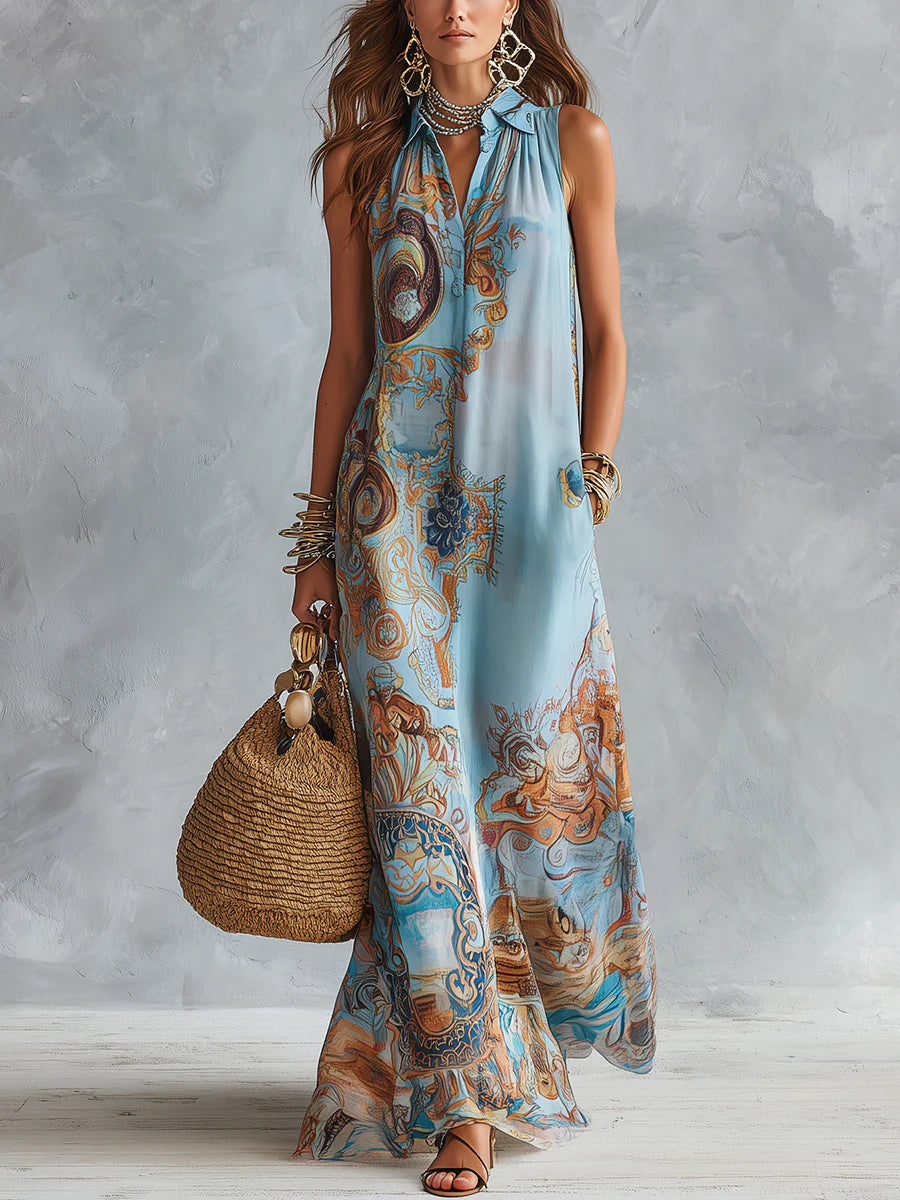 Donatella | Maxi Chemisier con Estampa Barroca