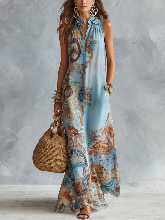 Donatella | Maxi Chemisier con Estampa Barroca