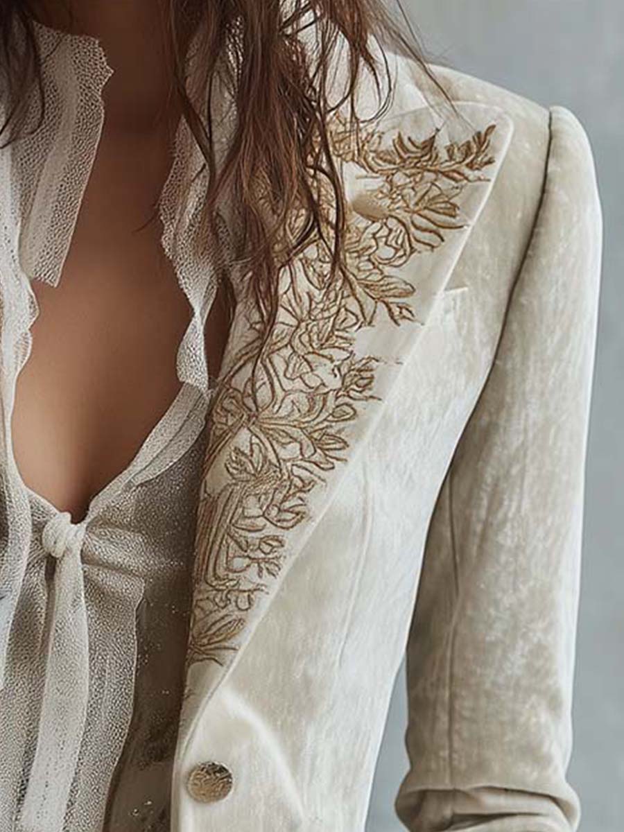 Blazer Sastre Marfil Bordado