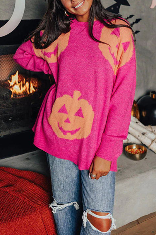 Hey Pumpkin Knit Loose Pullover Halloween Sweater - chaqueta de mujer, vista principal | Chloe Bennett