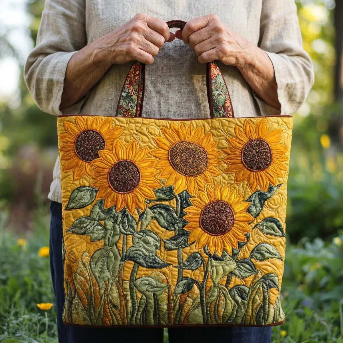 Bolso Clásico Acolchado - Girasoles - bolso de mujer, vista frontal | Chloe Bennett
