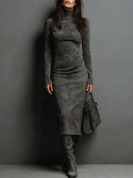 Lorène | Vestido midi efecto ante