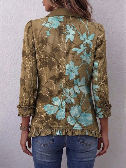 Lidia | Chaqueta Vintage Floral a Rayas Boho - chaqueta de mujer, vista frontal | Chloe Bennett