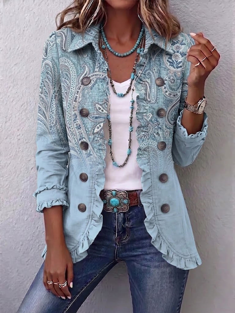 Agnese | Chaqueta con Volantes y Estampado Paisley Vintage - chaqueta de mujer, vista principal | Chloe Bennett