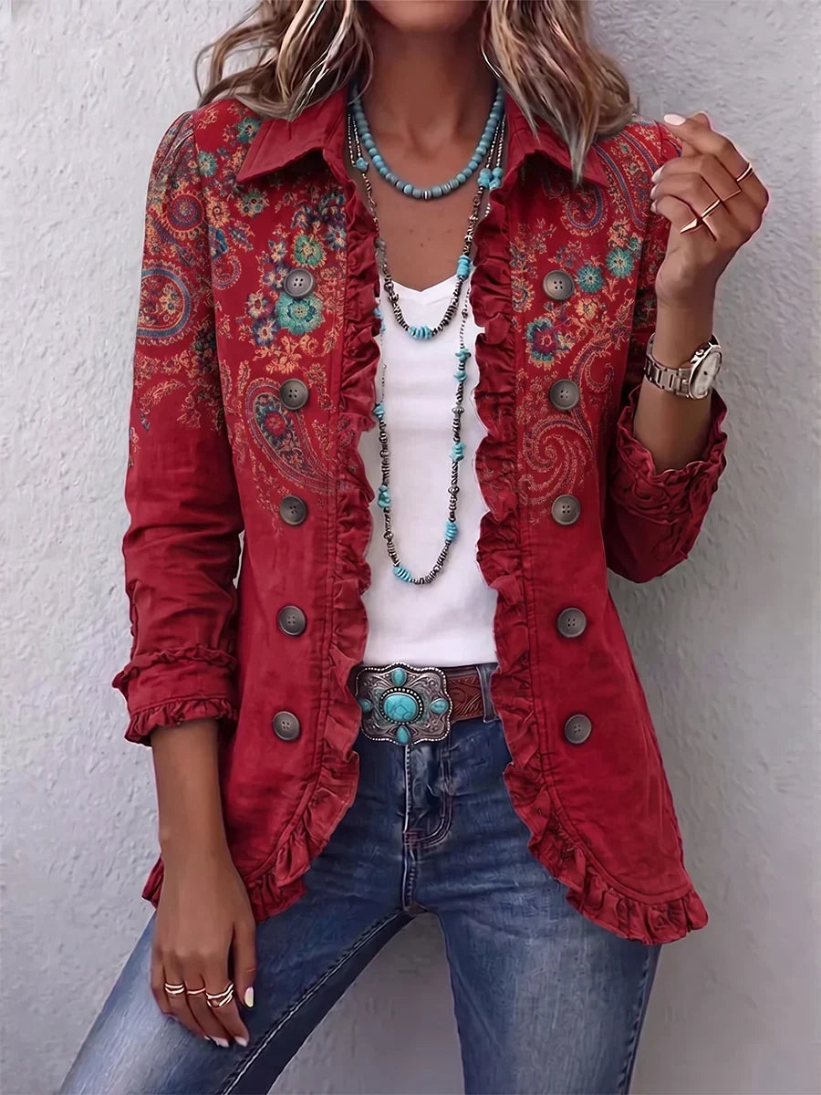 Carmela | Chaqueta Bohemia Estilo Paisley con Volantes - chaqueta de mujer | Chloe Bennett