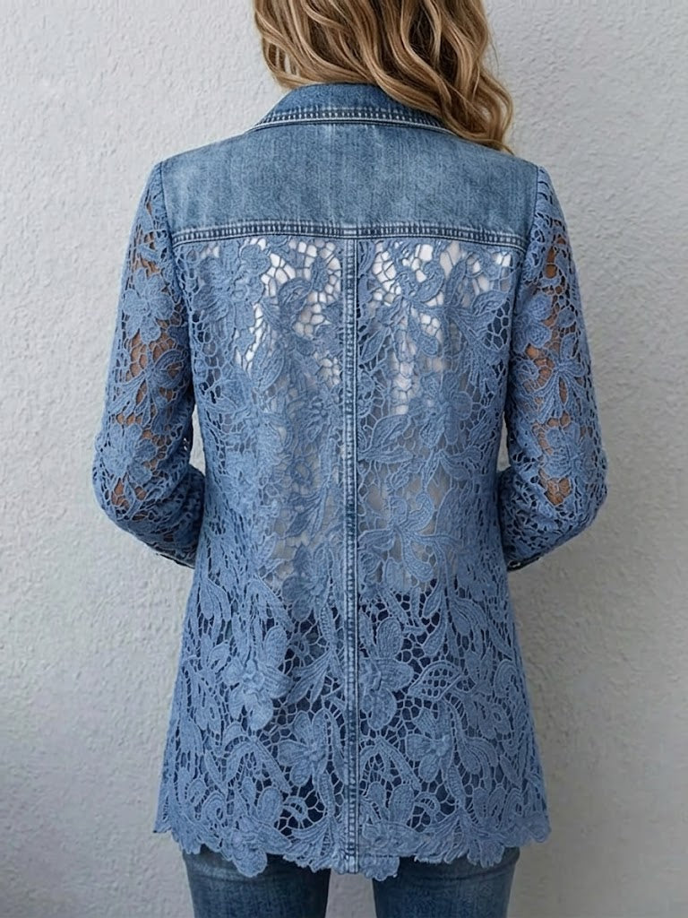 Mirella | Blazer con Paneles de Encaje Floral - chaqueta de mujer, vista frontal | Chloe Bennett