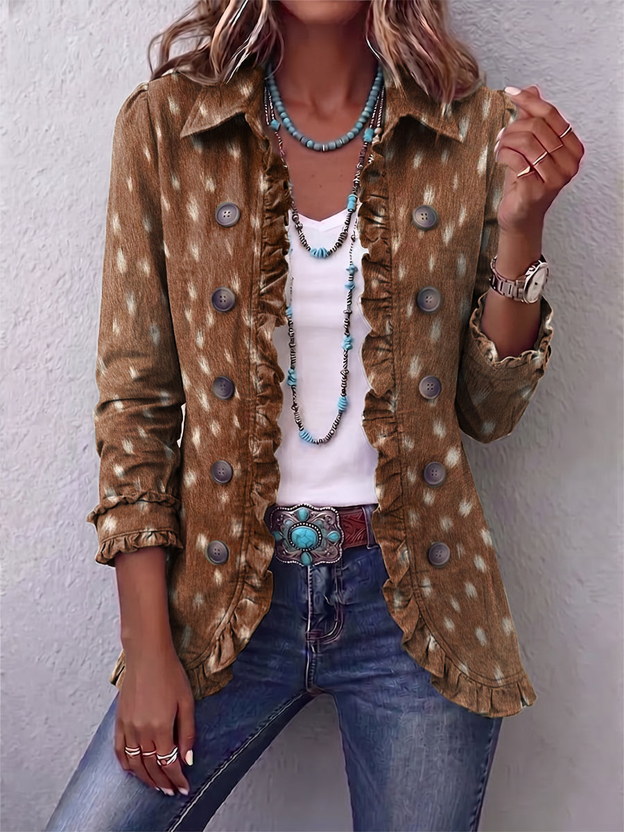 Teresa | Chaqueta con Volantes y Estampado Animal Bohemio - chaqueta de mujer, vista principal | Chloe Bennett