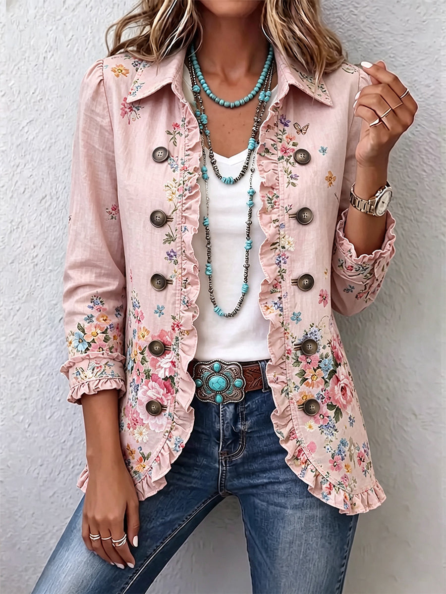 Renata | Chaqueta con Botones y Volantes Florales - chaqueta de mujer | Chloe Bennett