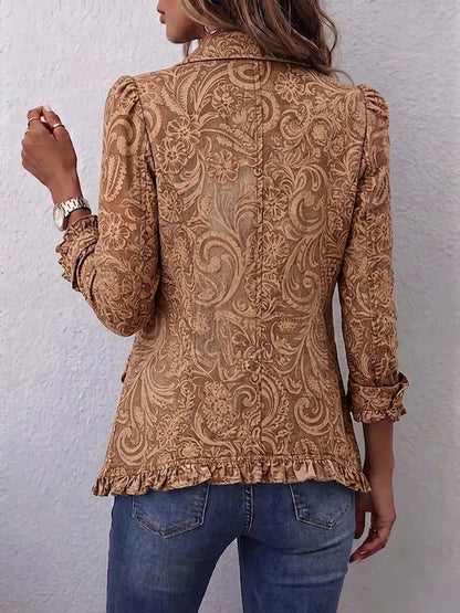 Antonietta | Chaqueta con Volantes y Estampado Floral Bohemio Vintage - chaqueta de mujer, vista frontal | Chloe Bennett