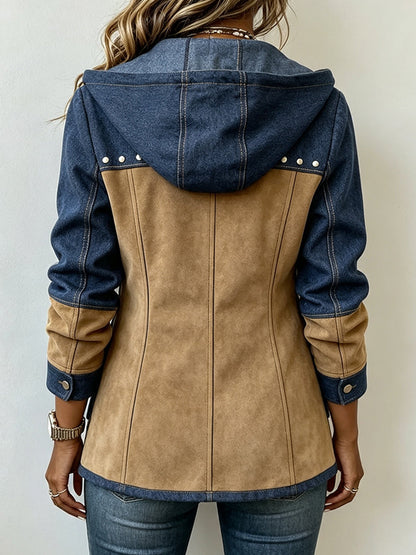 Rosalia | Chaqueta con Capucha Patchwork - chaqueta de mujer, vista frontal | Chloe Bennett